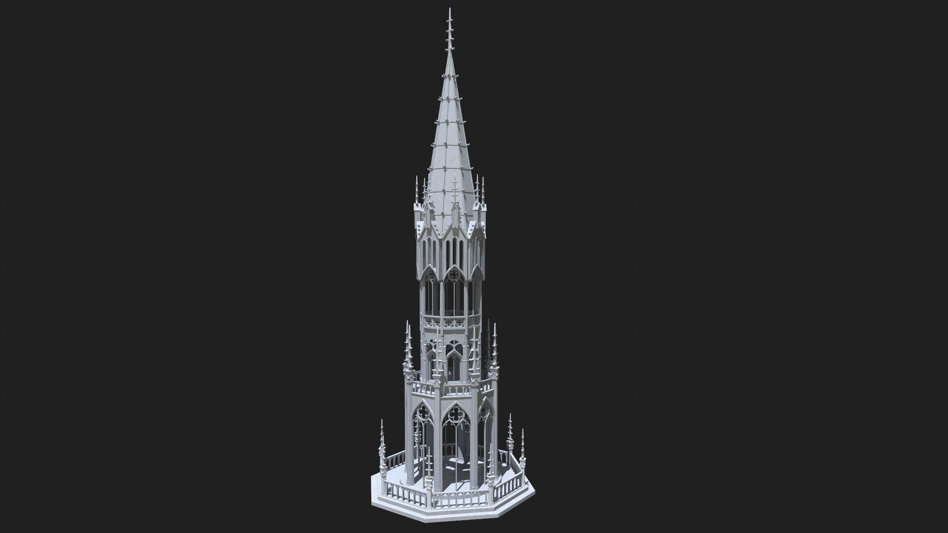 Gothic Tower Low-poly 3D model_14