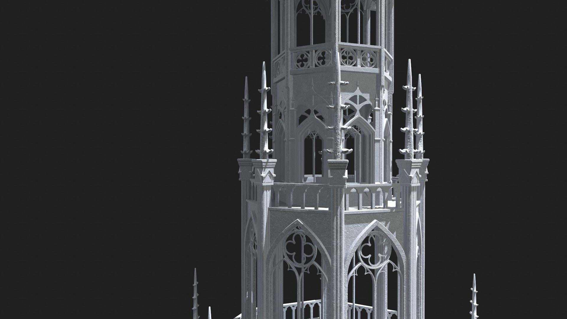 Gothic Tower Low-poly 3D model_8