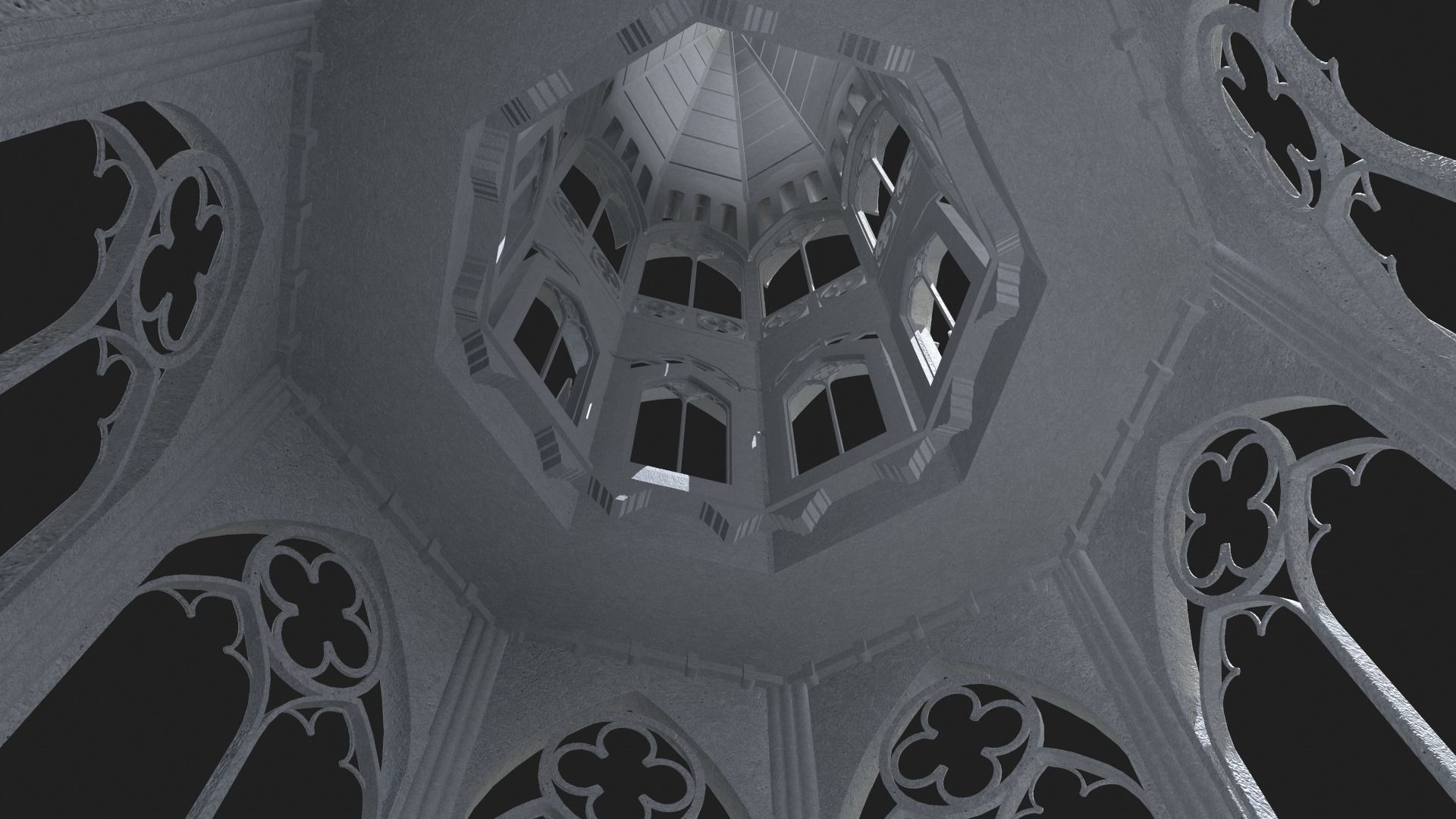 Gothic Tower Low-poly 3D model_7