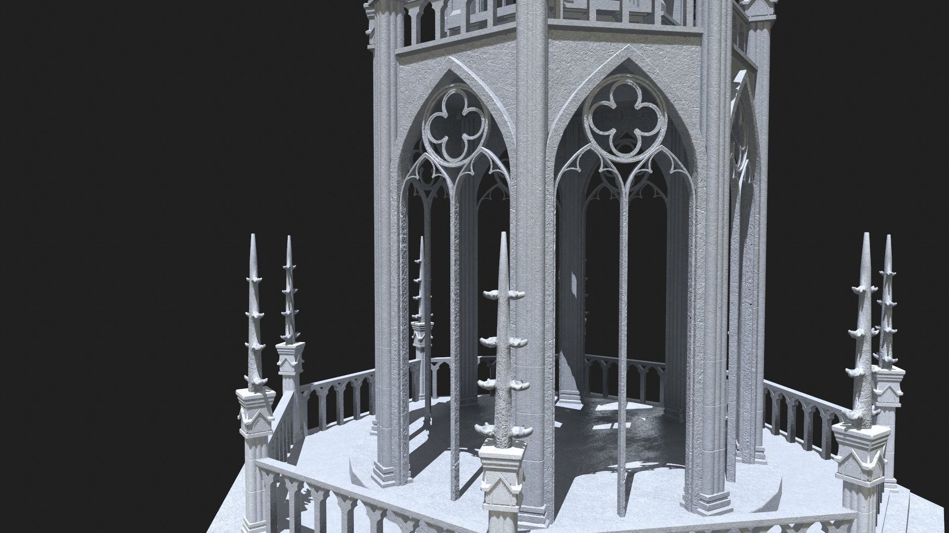Gothic Tower Low-poly 3D model_6