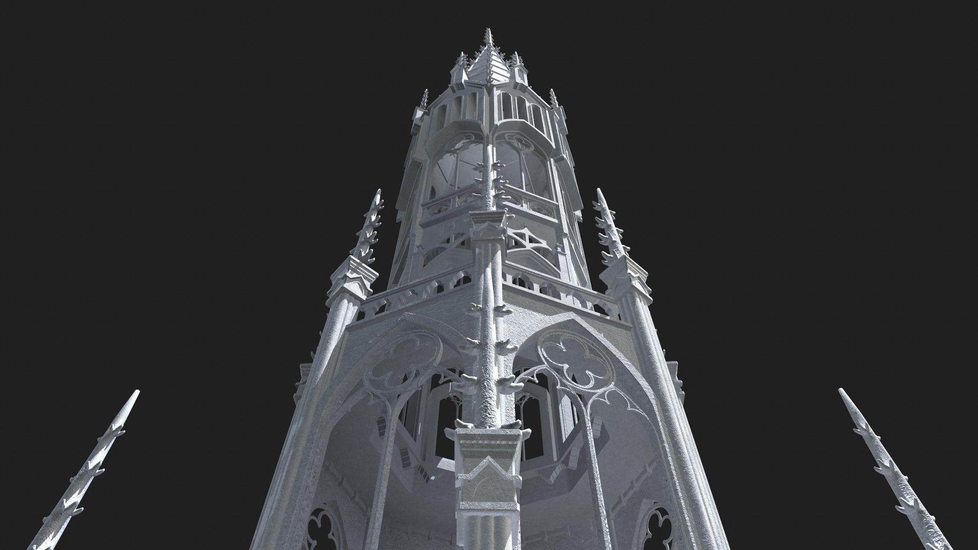 Gothic Tower Low-poly 3D model_5