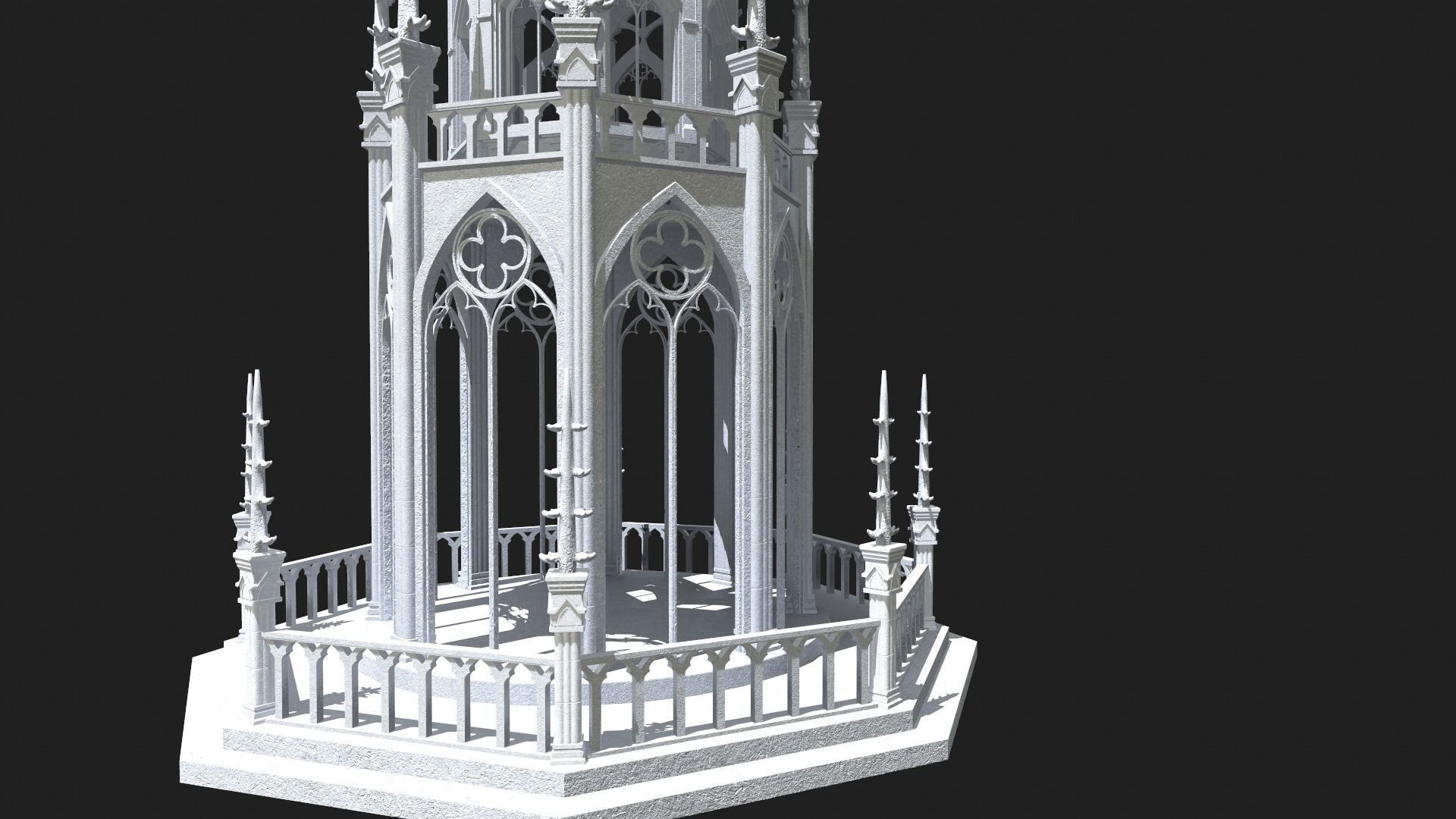 Gothic Tower Low-poly 3D model_9