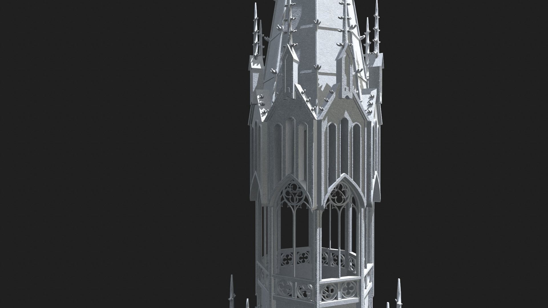 Gothic Tower Low-poly 3D model_4