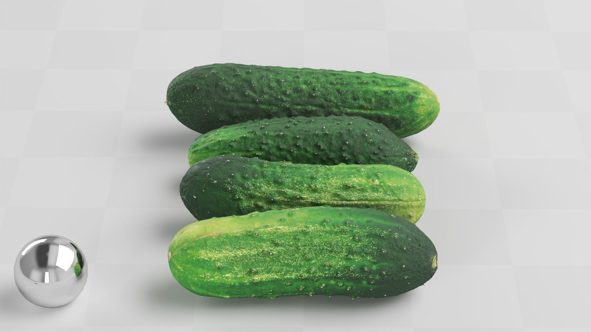 Cucumbers Set of 4 - Photogrammetry Scan Low-poly 3D model_7