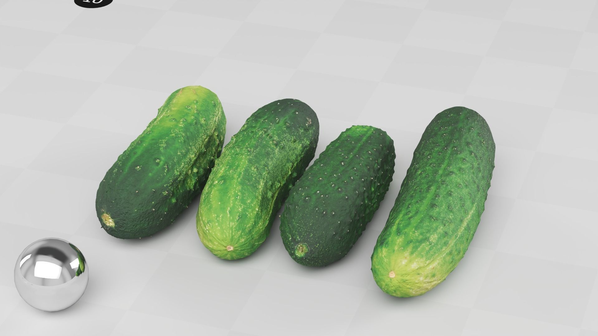 Cucumbers Set of 4 - Photogrammetry Scan Low-poly 3D model_2