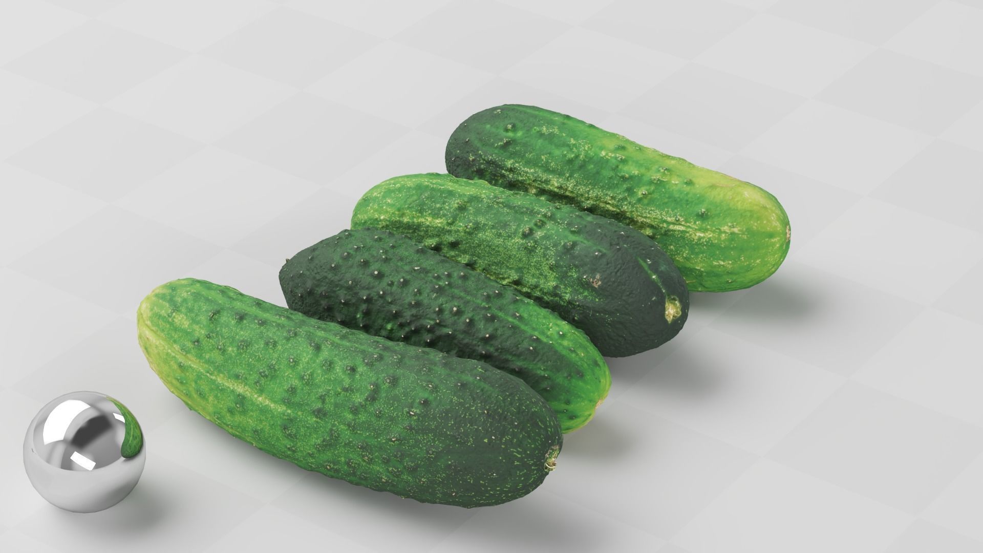 Cucumbers Set of 4 - Photogrammetry Scan Low-poly 3D model_4