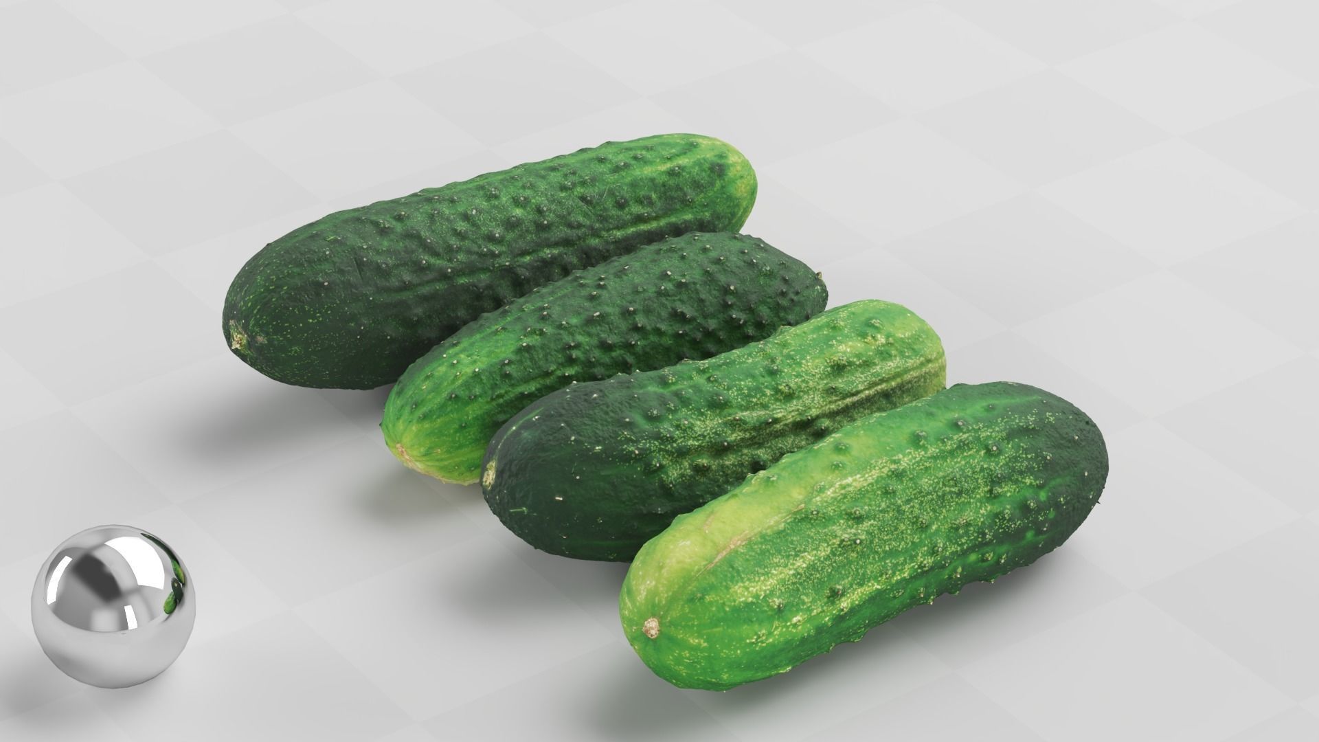 Cucumbers Set of 4 - Photogrammetry Scan Low-poly 3D model_6