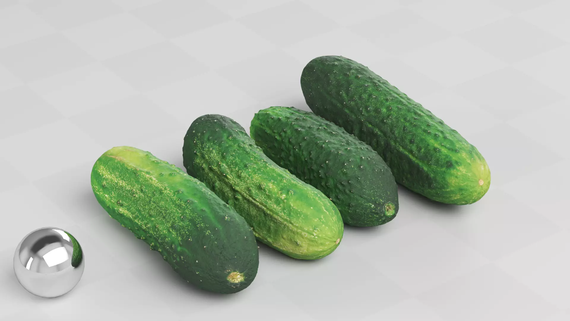 Cucumbers Set of 4 - Photogrammetry Scan Low-poly 3D model_0