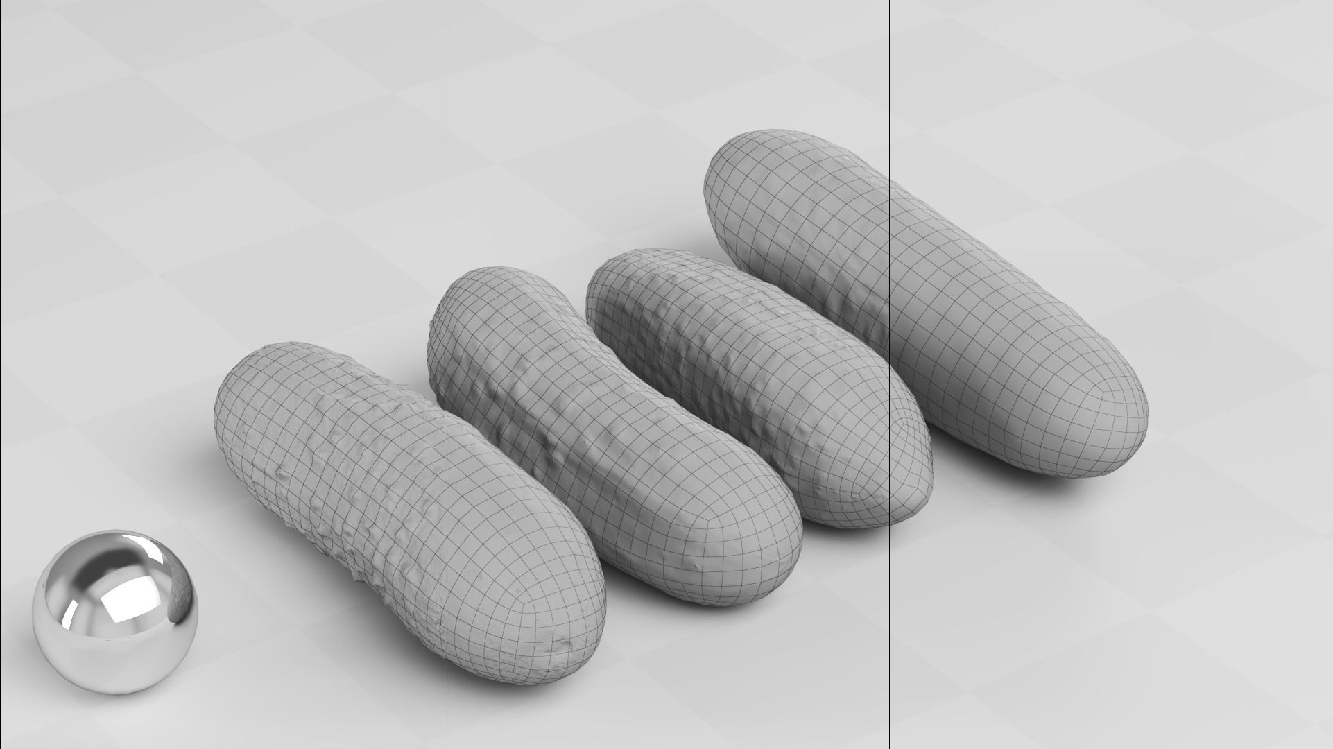 Cucumbers Set of 4 - Photogrammetry Scan Low-poly 3D model_1