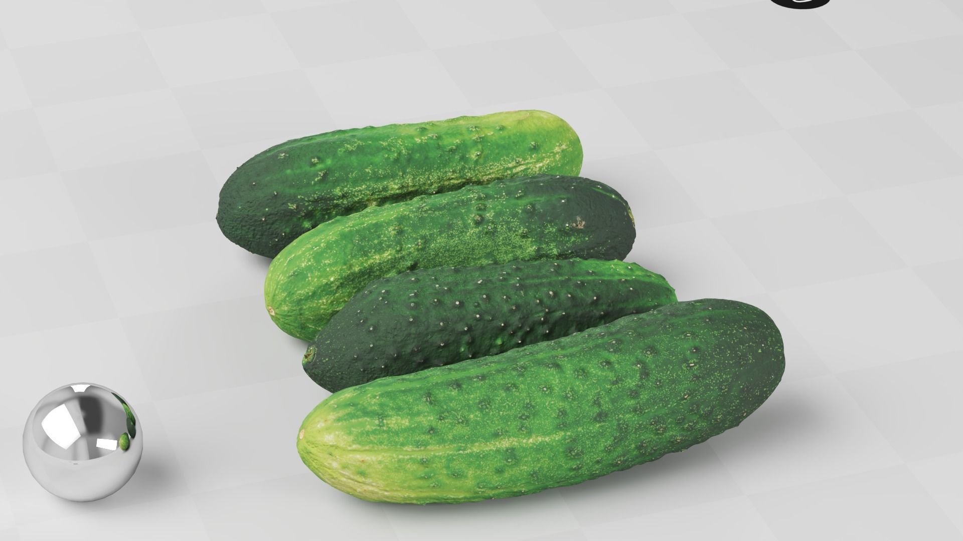 Cucumbers Set of 4 - Photogrammetry Scan Low-poly 3D model_3