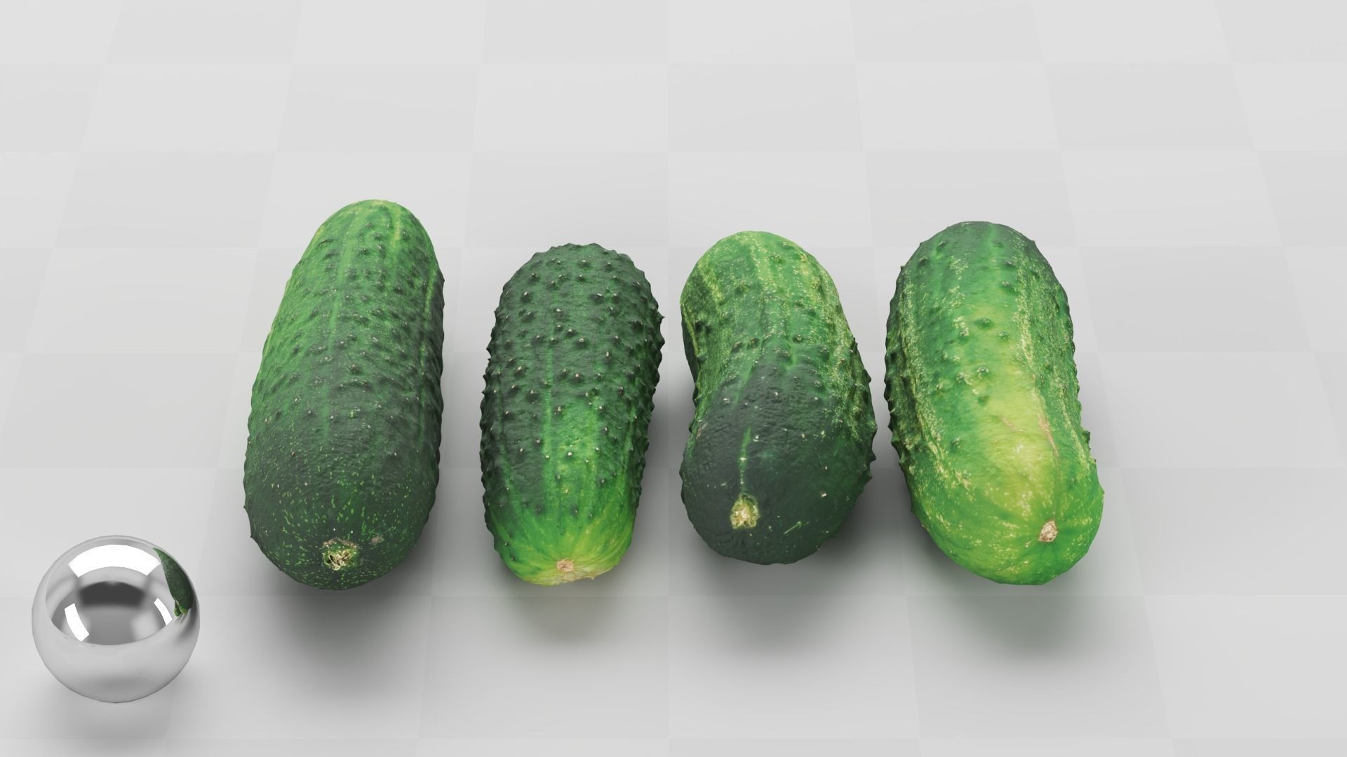 Cucumbers Set of 4 - Photogrammetry Scan Low-poly 3D model_5