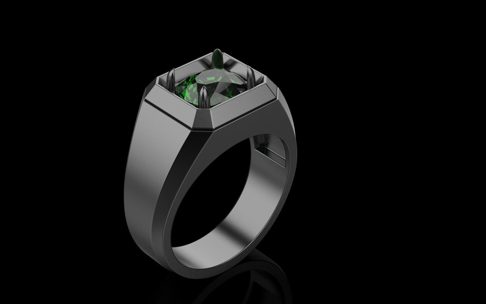 Cushion gem man signet ring model 481 3D print model_50