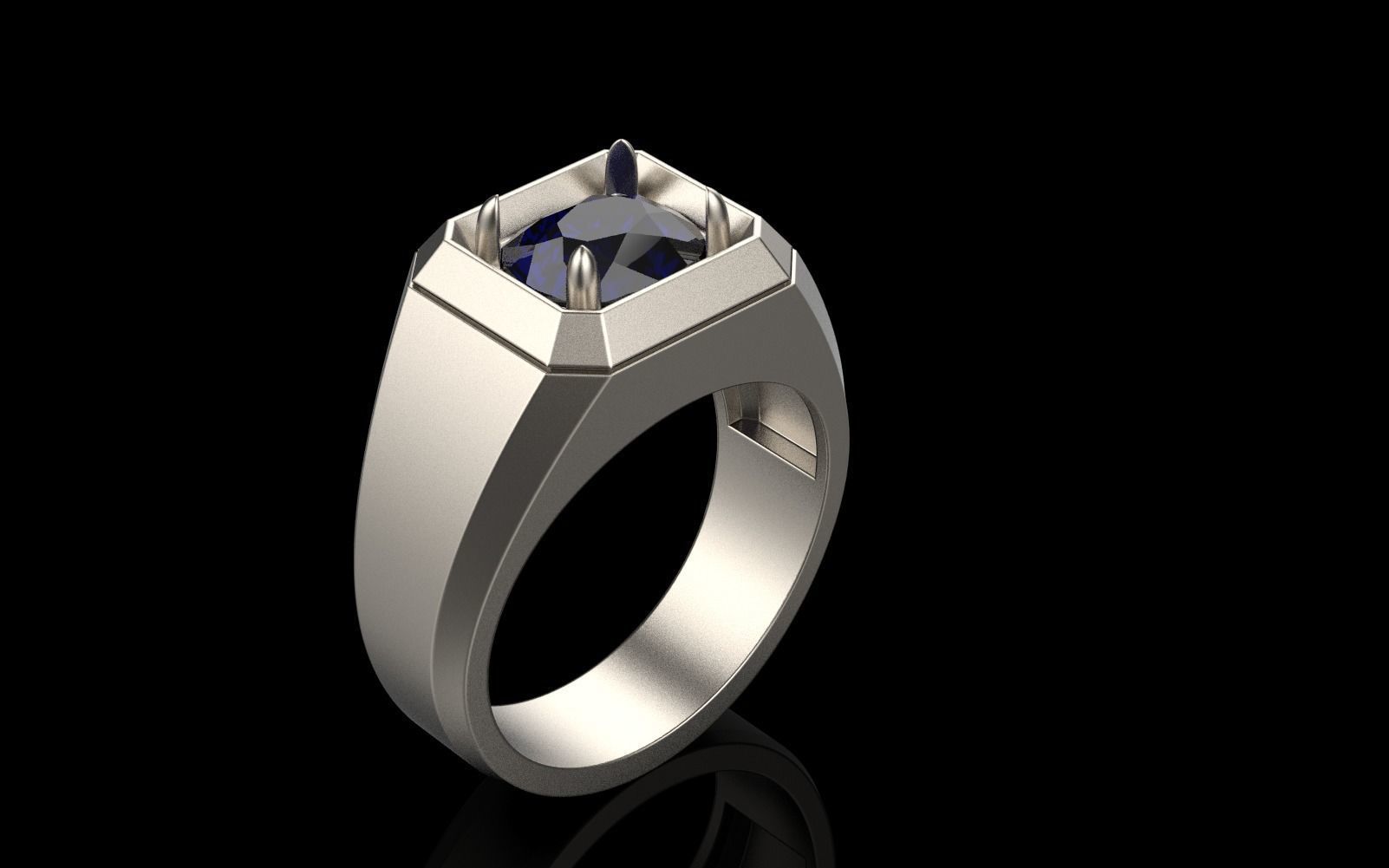 Cushion gem man signet ring model 481 3D print model_43