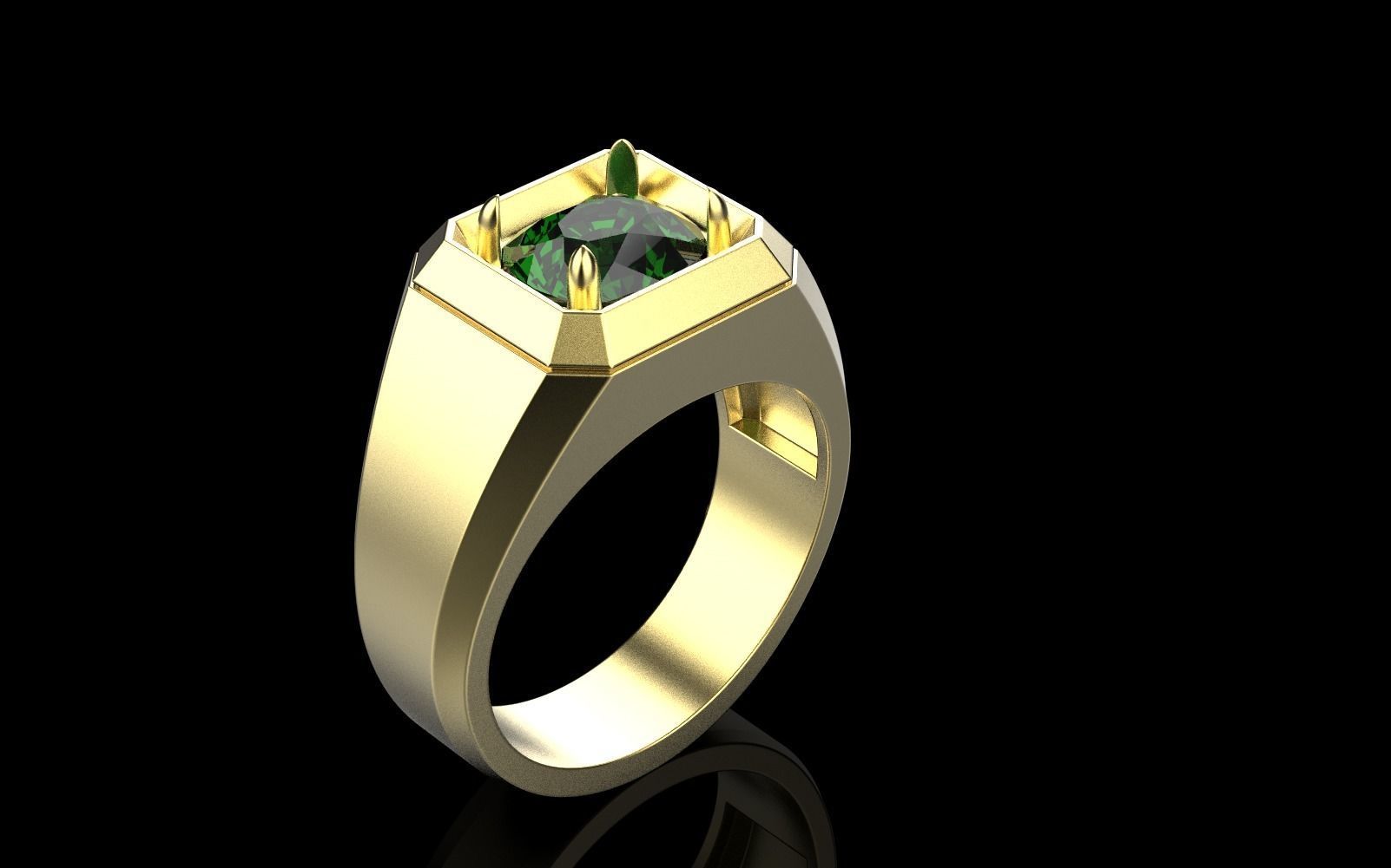 Cushion gem man signet ring model 481 3D print model_53