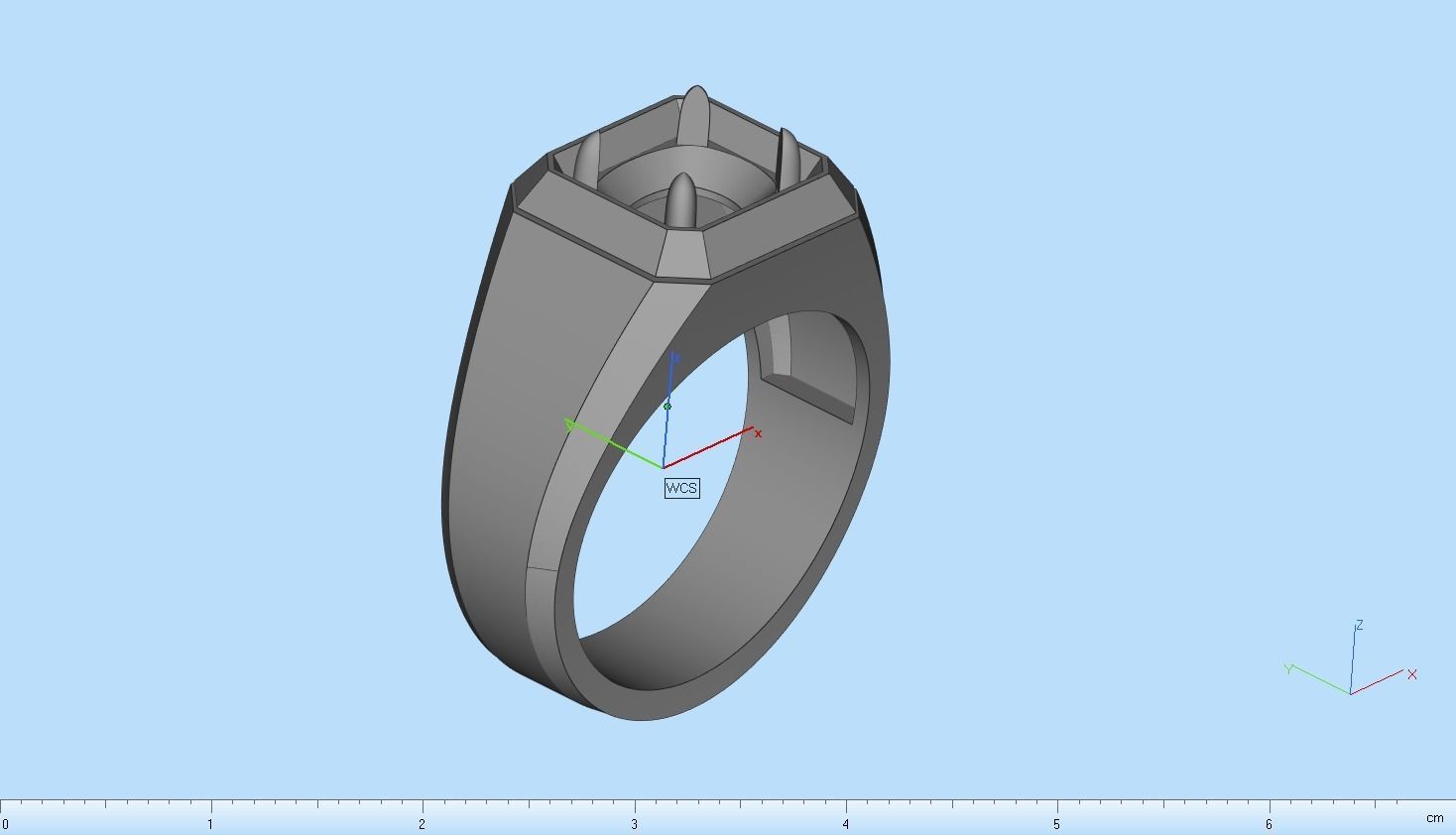 Cushion gem man signet ring model 481 3D print model_15