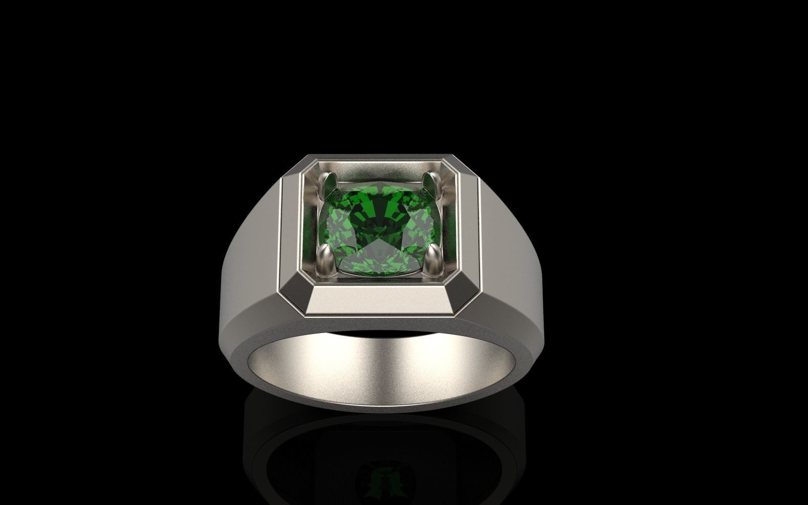 Cushion gem man signet ring model 481 3D print model_30