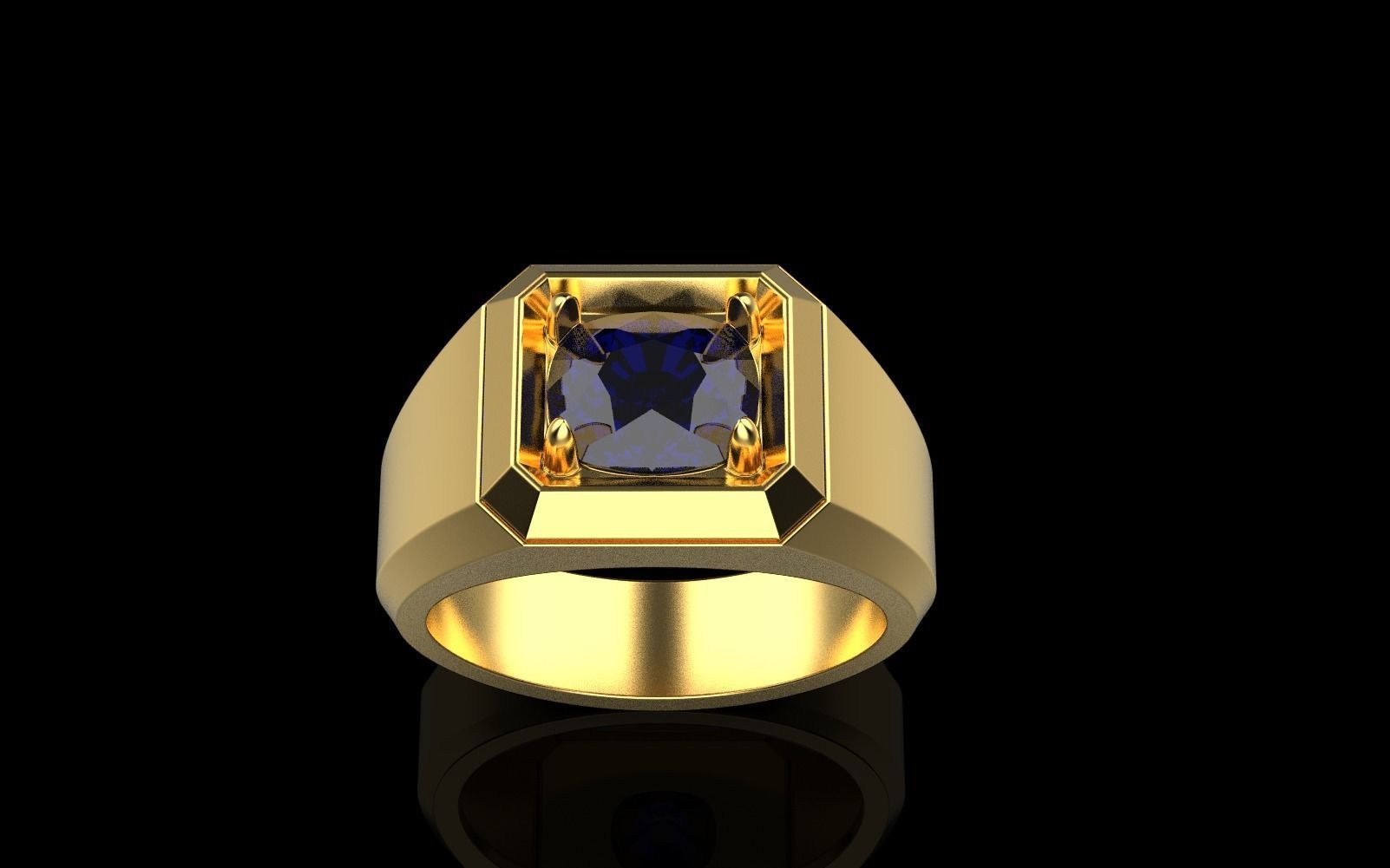 Cushion gem man signet ring model 481 3D print model_40