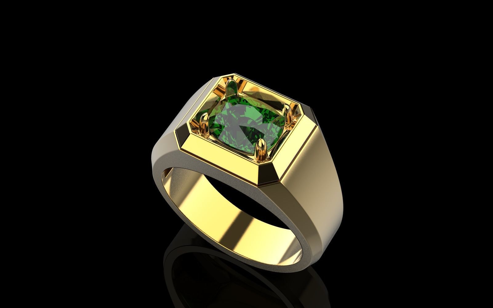 Cushion gem man signet ring model 481 3D print model_23