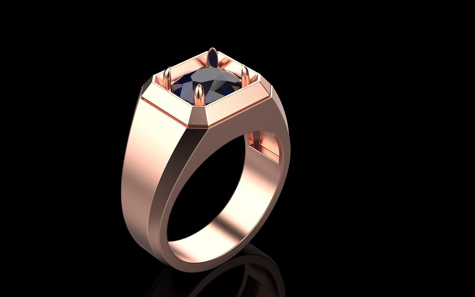 Cushion gem man signet ring model 481 3D print model_44