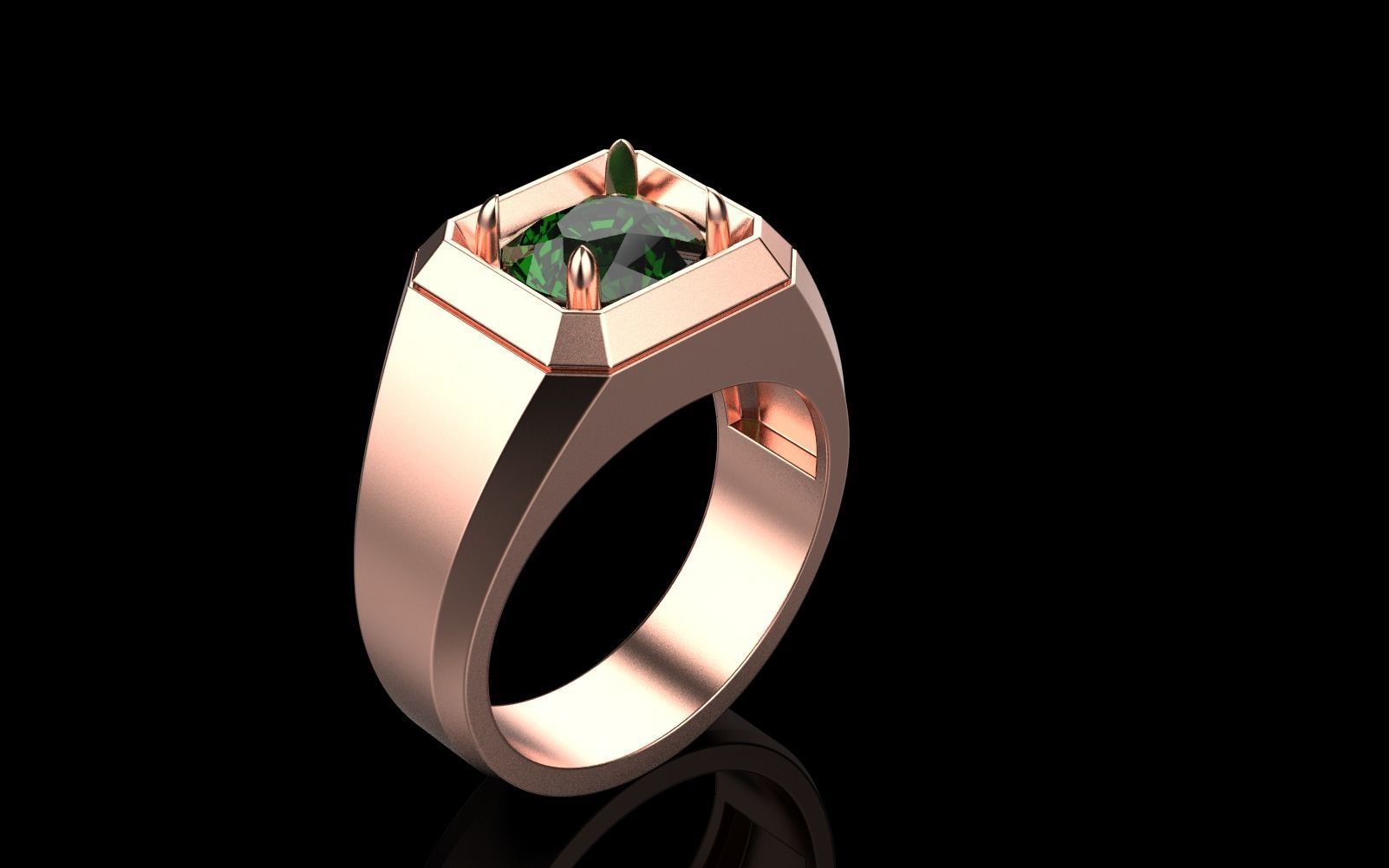 Cushion gem man signet ring model 481 3D print model_51