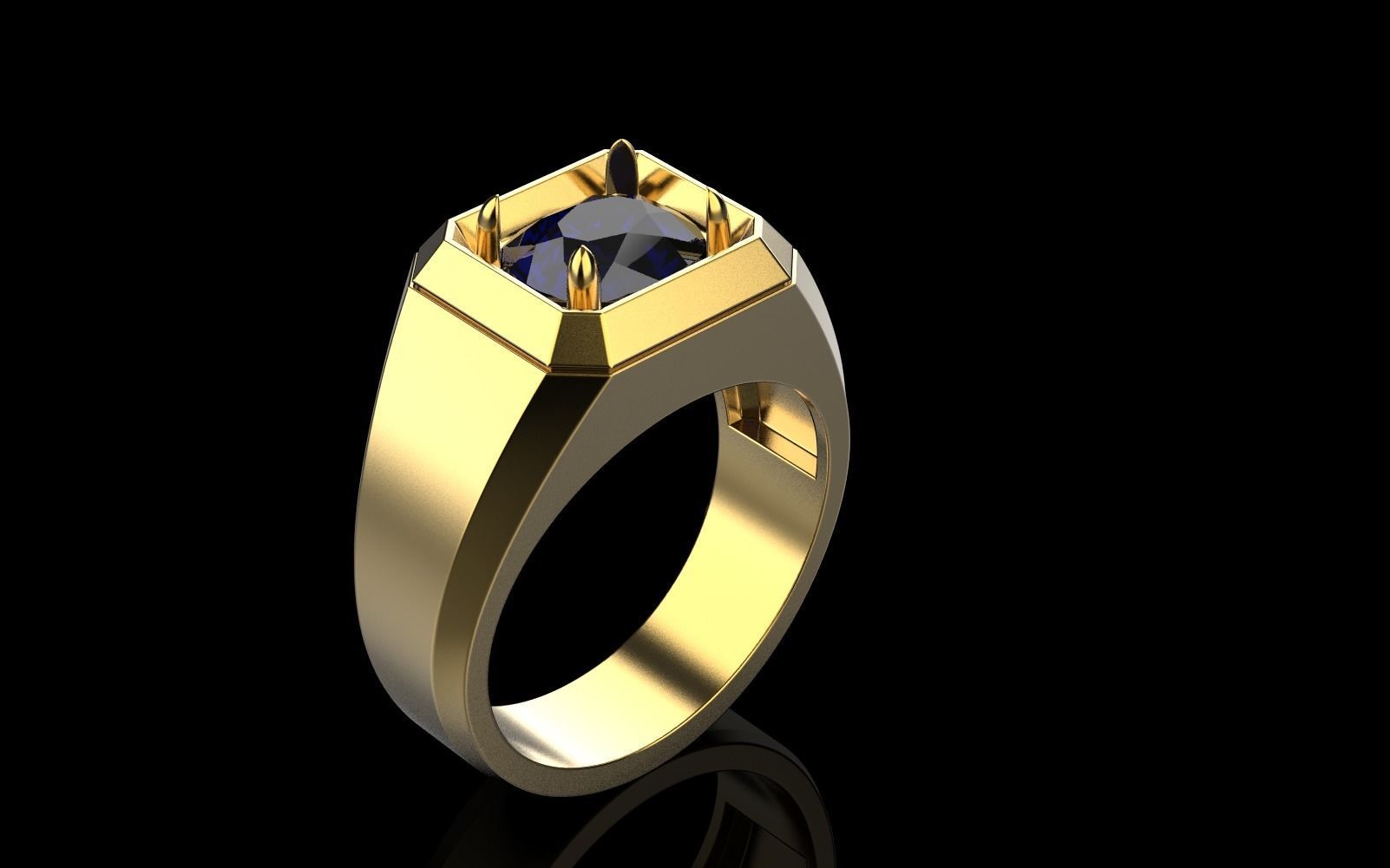 Cushion gem man signet ring model 481 3D print model_47