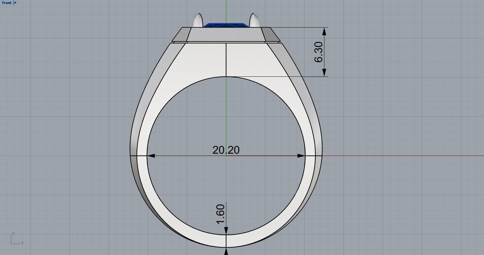 Cushion gem man signet ring model 481 3D print model_8