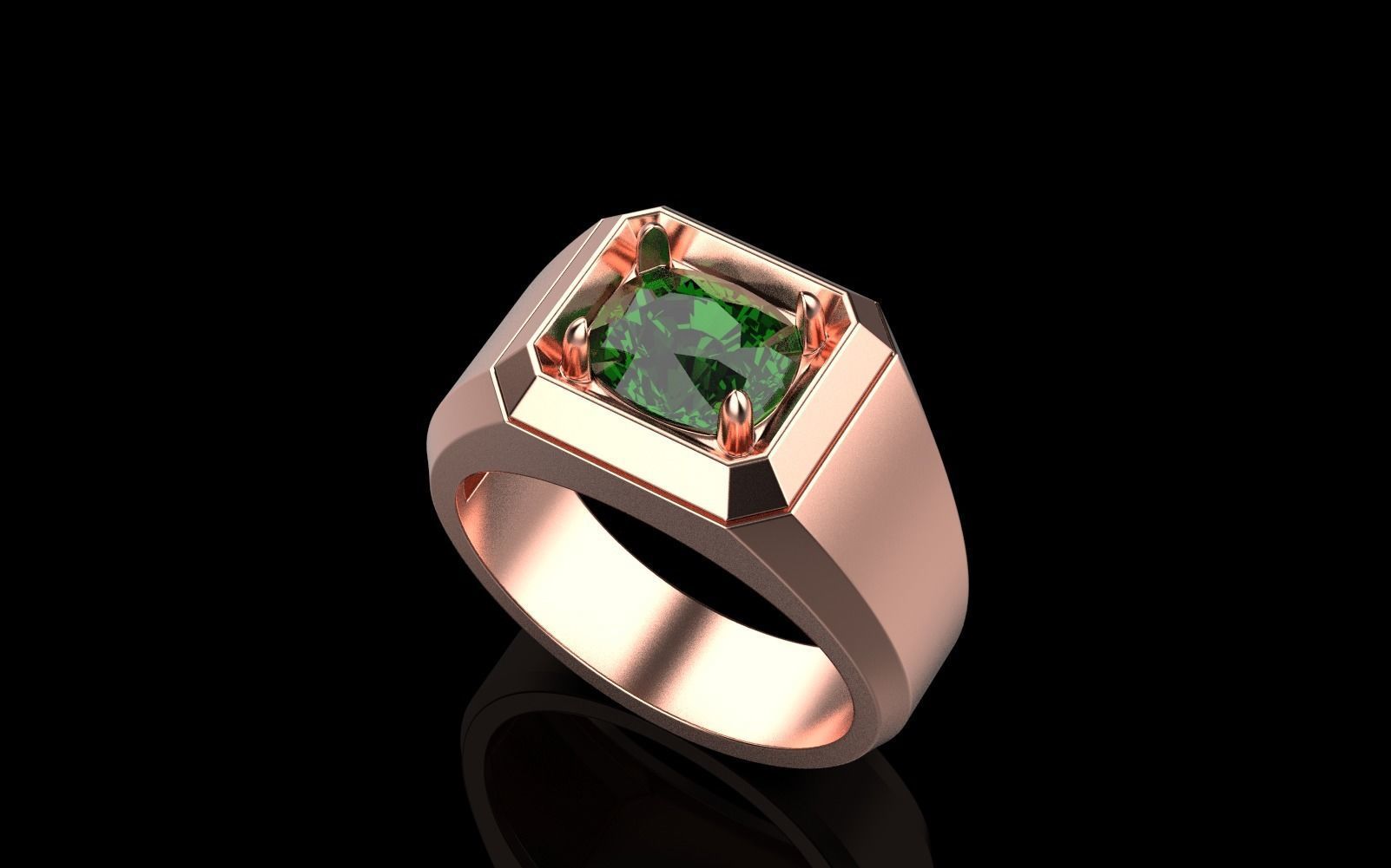 Cushion gem man signet ring model 481 3D print model_25