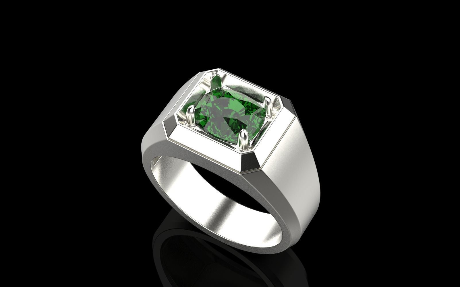 Cushion gem man signet ring model 481 3D print model_2