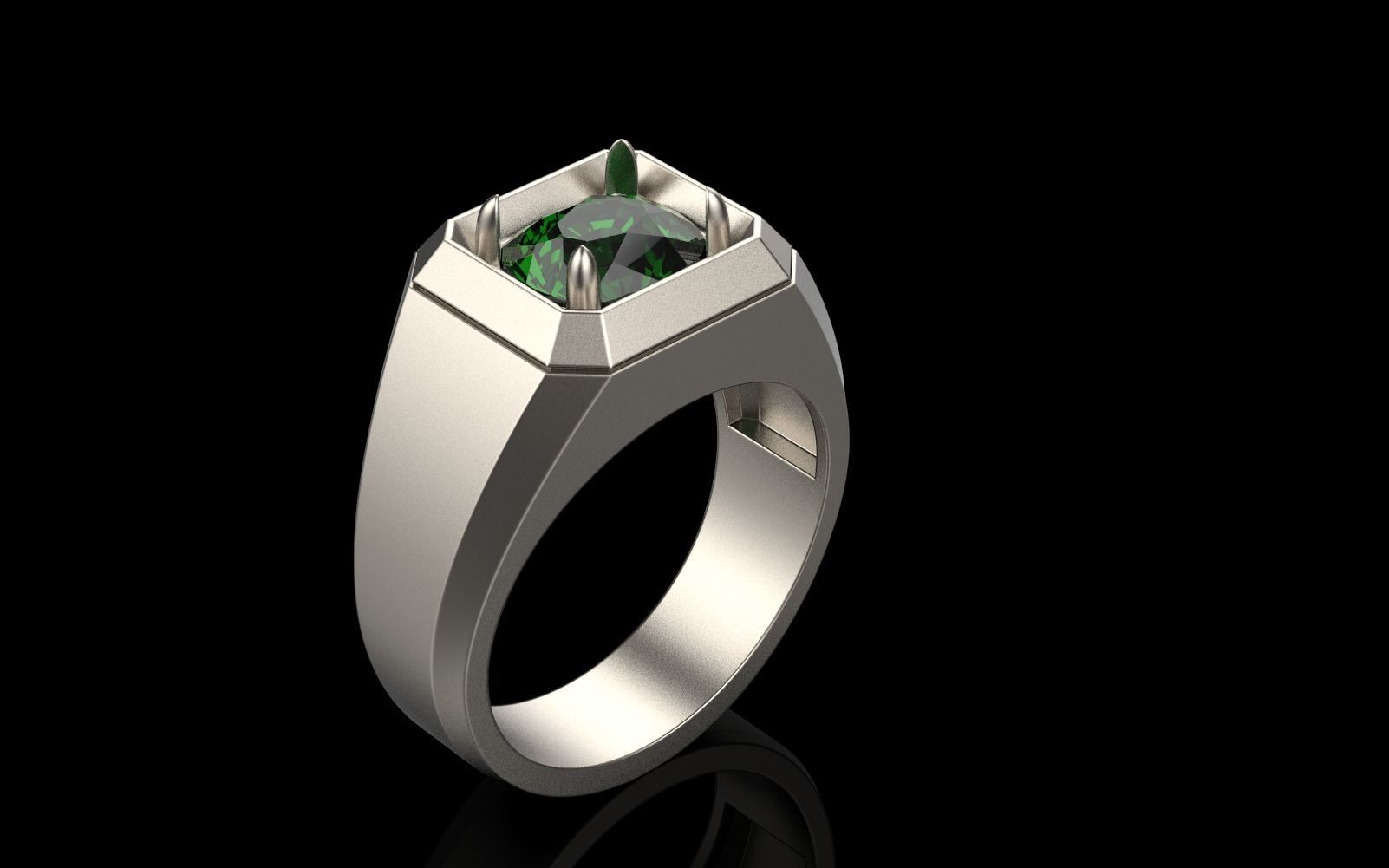 Cushion gem man signet ring model 481 3D print model_52