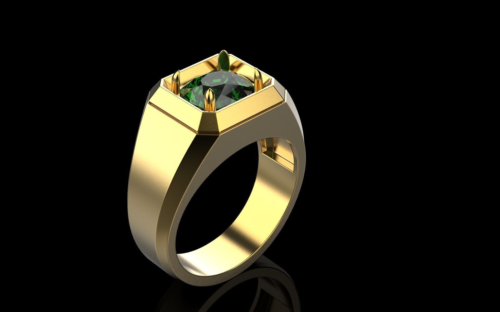 Cushion gem man signet ring model 481 3D print model_48