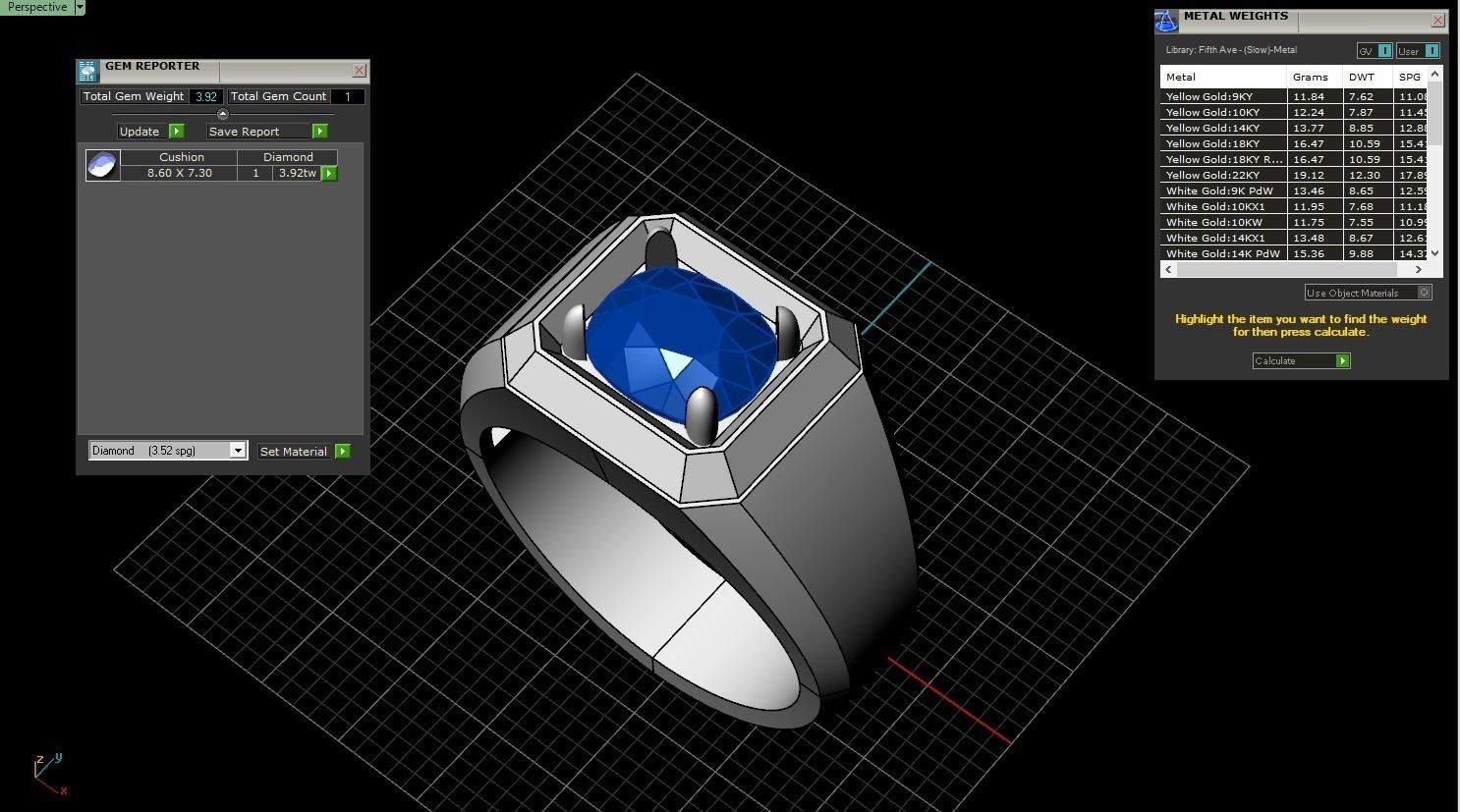 Cushion gem man signet ring model 481 3D print model_5