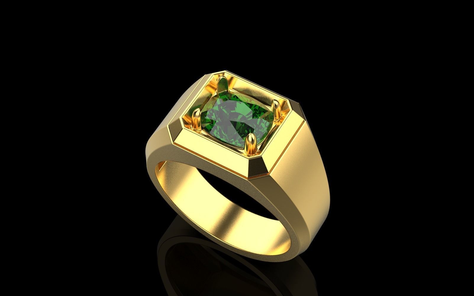 Cushion gem man signet ring model 481 3D print model_28