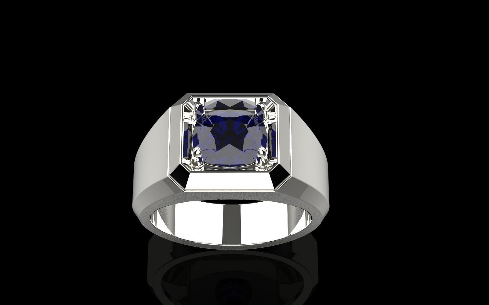 Cushion gem man signet ring model 481 3D print model_36