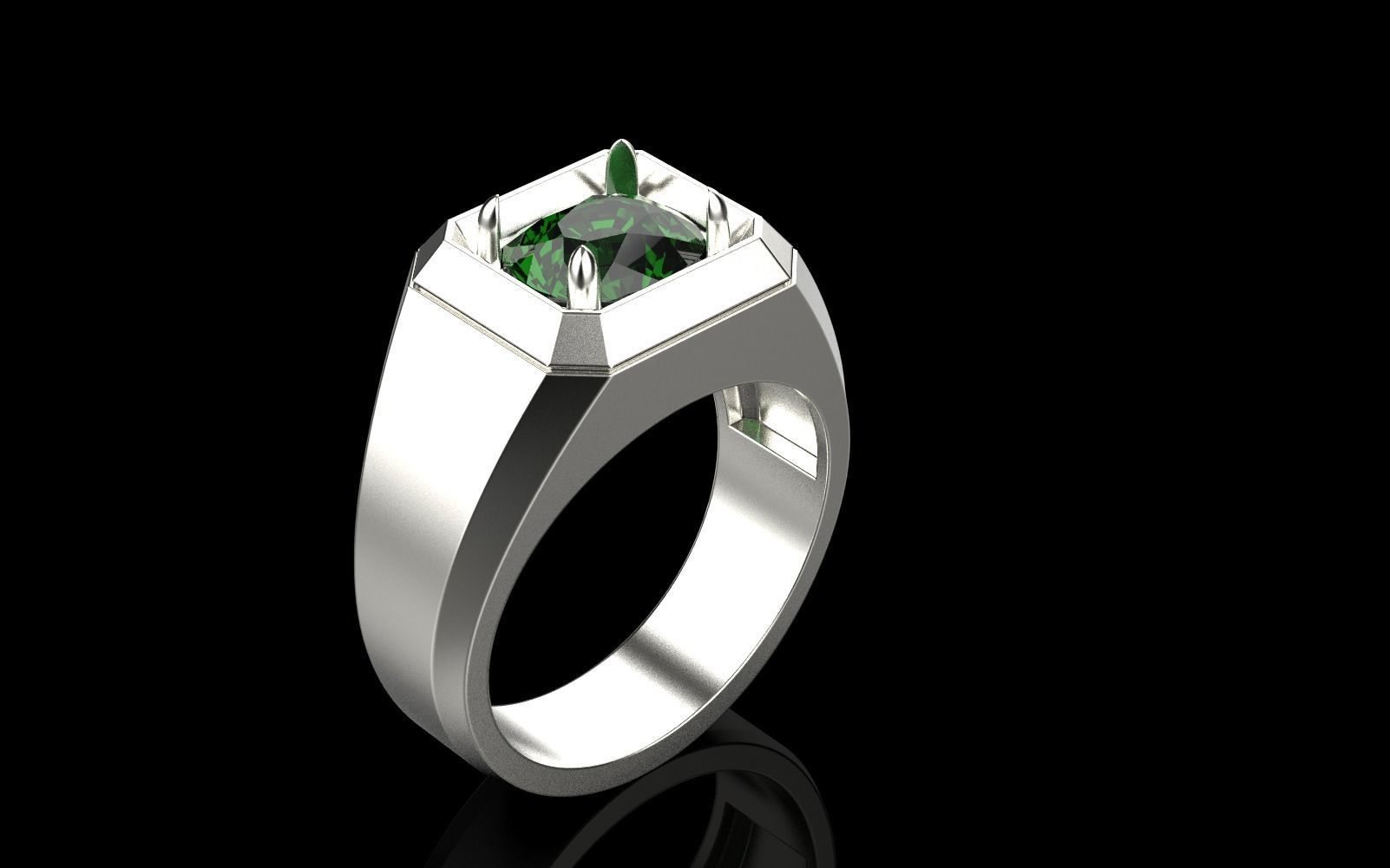 Cushion gem man signet ring model 481 3D print model_49