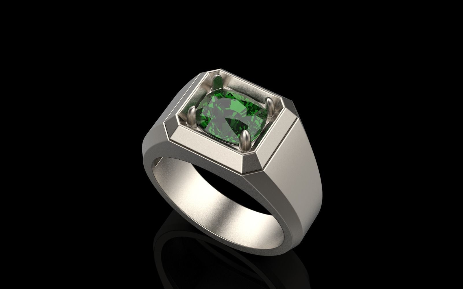 Cushion gem man signet ring model 481 3D print model_26