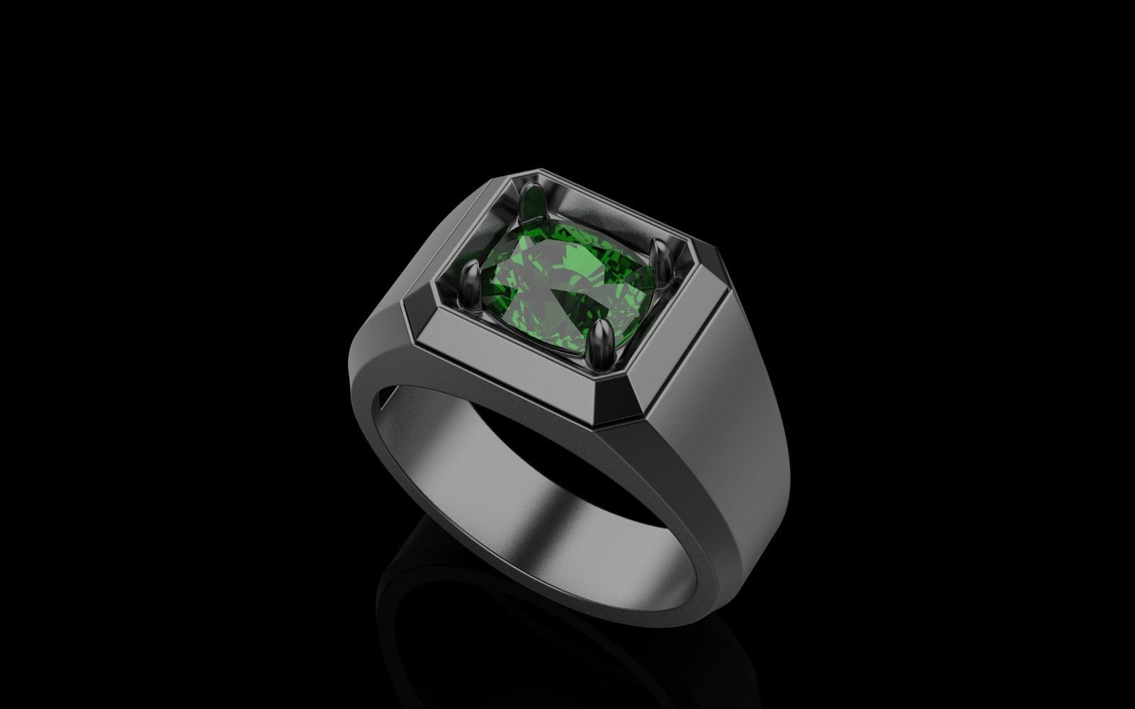 Cushion gem man signet ring model 481 3D print model_24