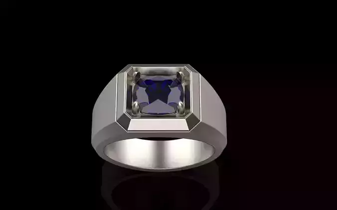 Cushion gem   man signet ring model 481