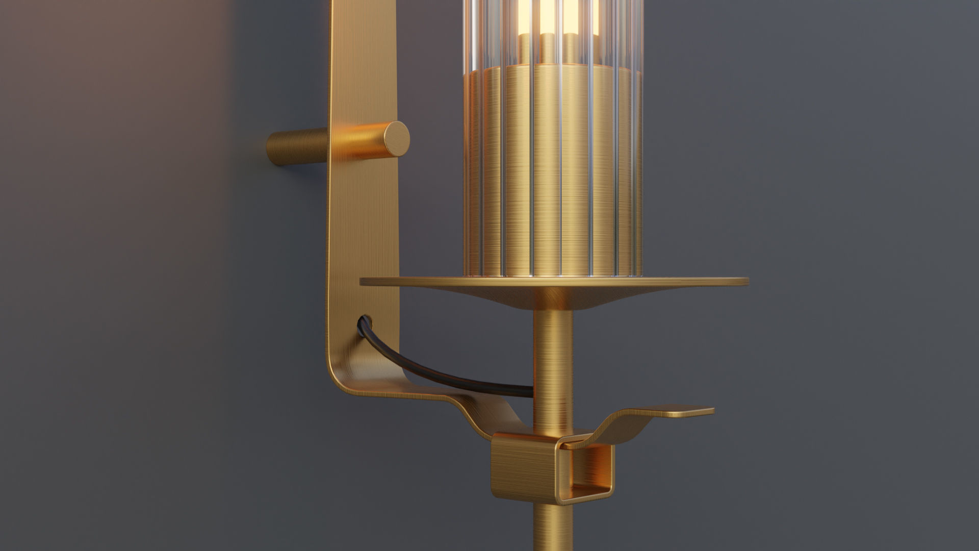 Modern Fluted Glass Wall Sconce 3D model_4