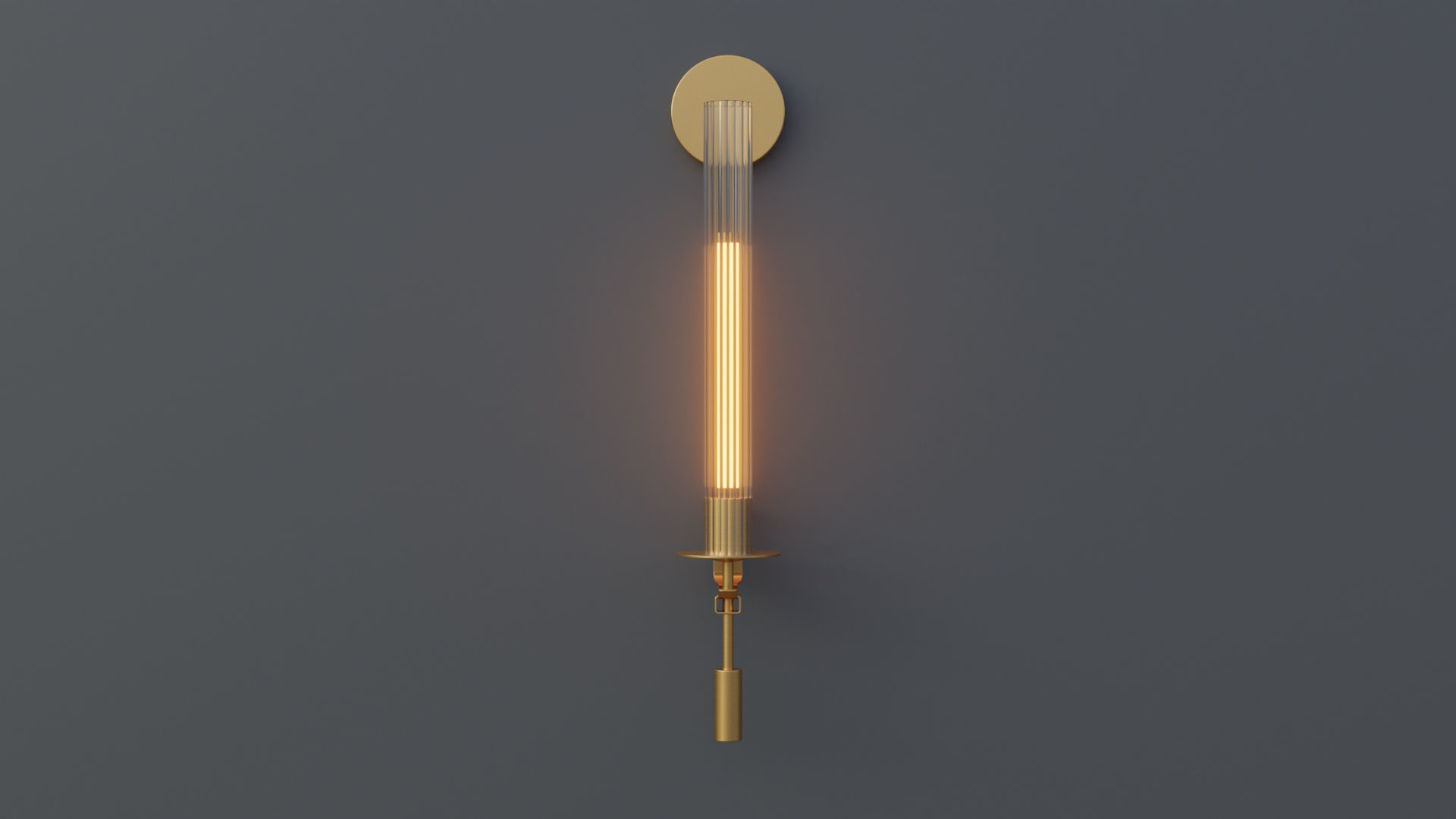 Modern Fluted Glass Wall Sconce 3D model_1