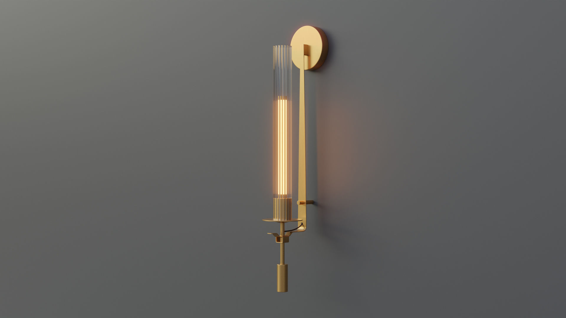 Modern Fluted Glass Wall Sconce 3D model_2
