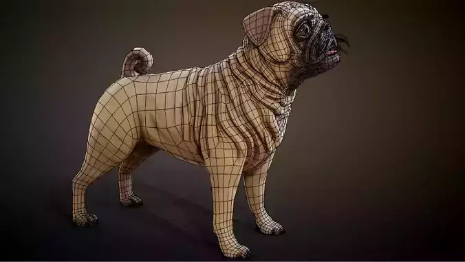 Pug low-poly Low-poly 3D model