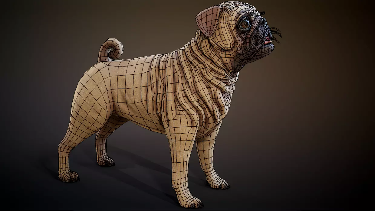 Pug low-poly Low-poly 3D model_0