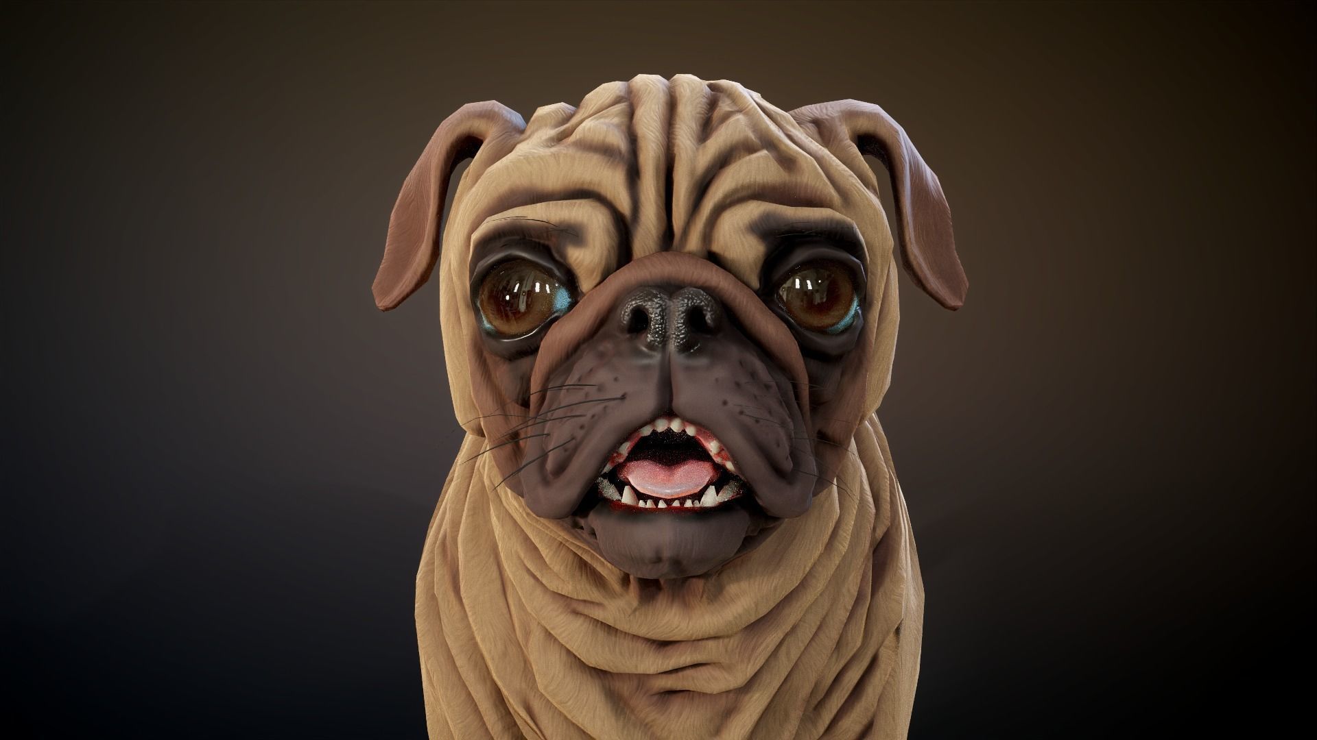 Pug low-poly Low-poly 3D model_11