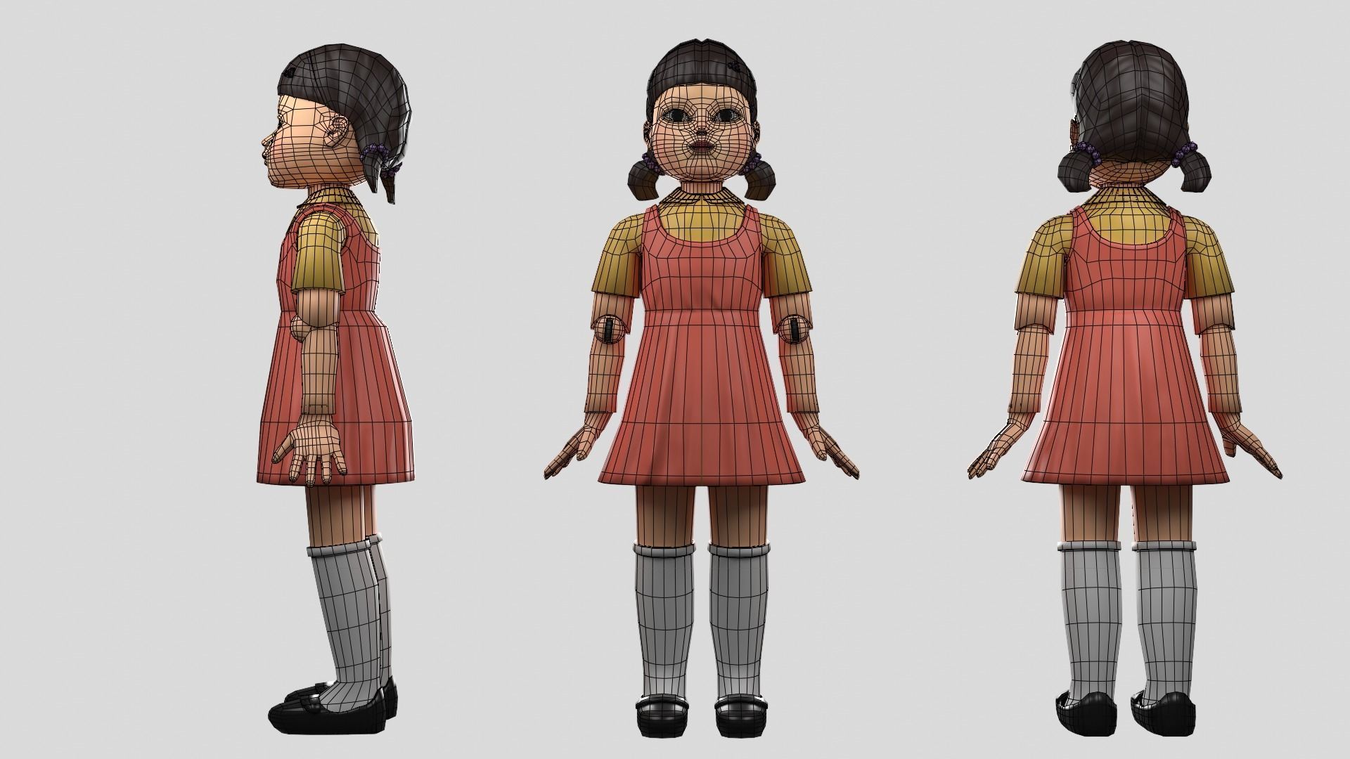 Squid Game Doll - rigged 3D model Low-poly 3D model_22