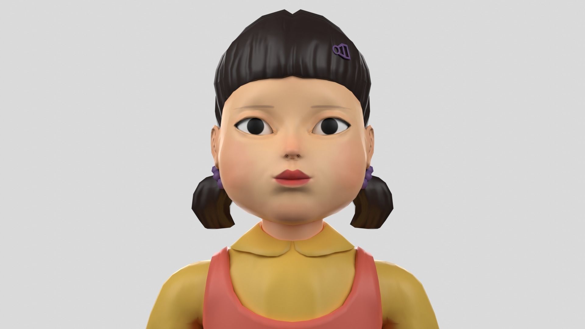 Squid Game Doll - rigged 3D model Low-poly 3D model_8