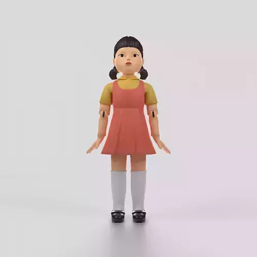 Squid Game Doll - rigged 3D model Low-poly 3D model