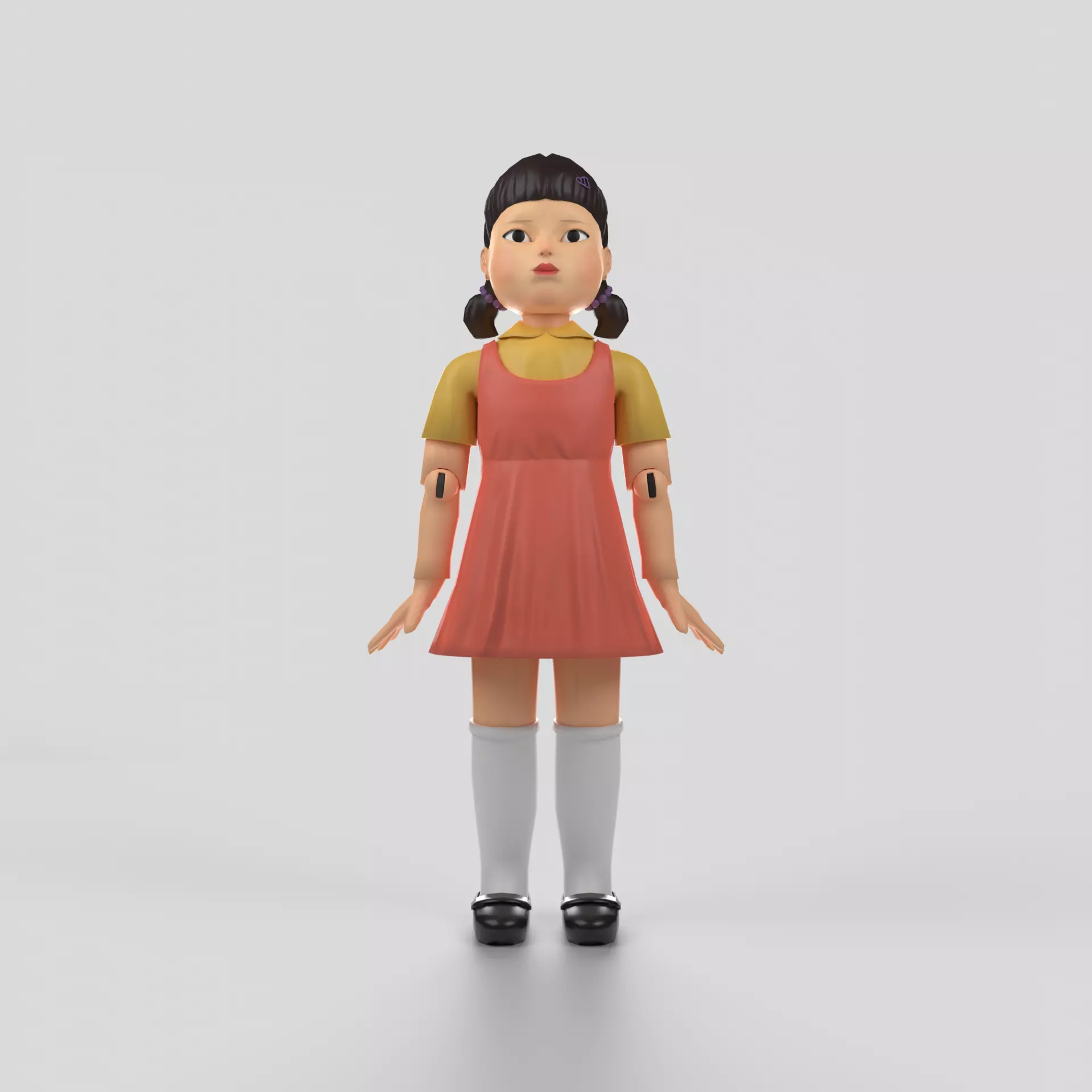 Squid Game Doll - rigged 3D model Low-poly 3D model_0