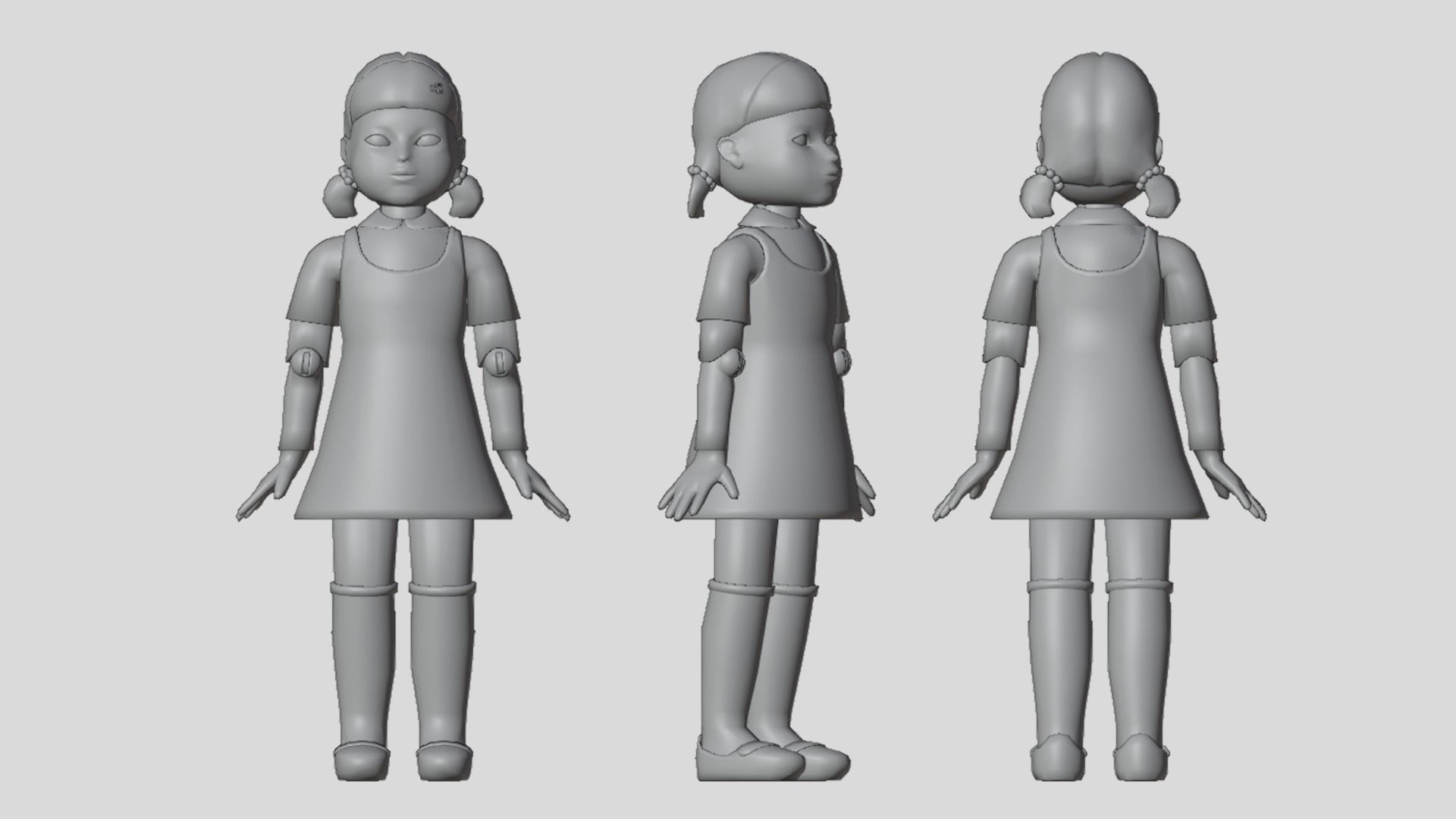 Squid Game Doll - rigged 3D model Low-poly 3D model_24