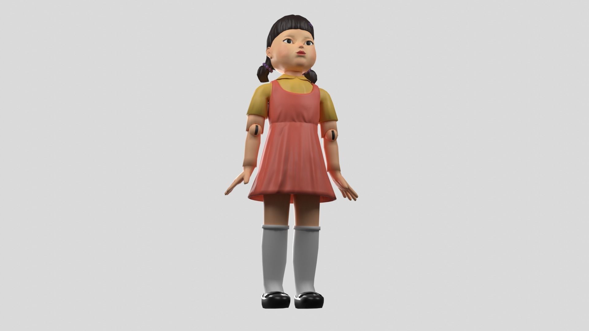 Squid Game Doll - rigged 3D model Low-poly 3D model_7
