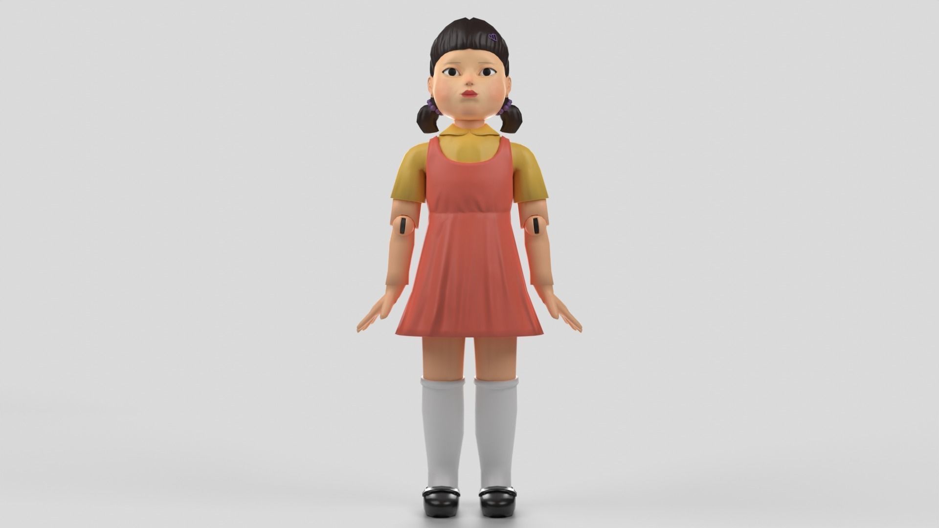 Squid Game Doll - rigged 3D model Low-poly 3D model_2